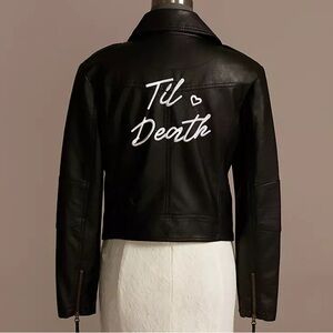 NWT Til Death Bridal Vegan Leather Moto Jacket Size L